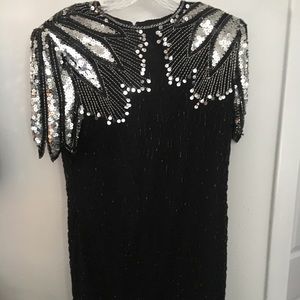 Cocktail Dress Black and Silver sequined XL